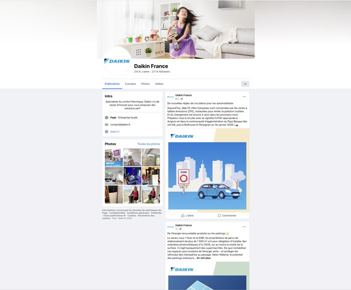 facebook Daikin France génie climatique