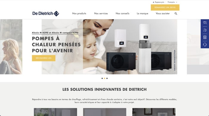 site web De Dietrich spécialiste génie climatique