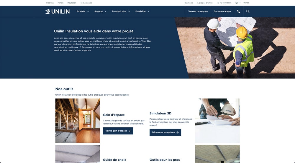 site web UNILIN Isolation