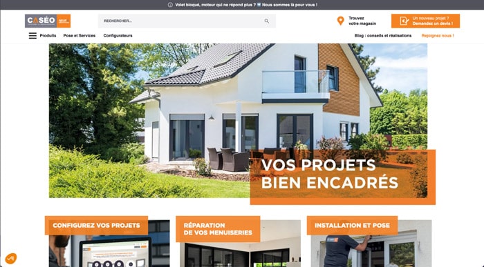 site web CASÉO menuiserie extérieure