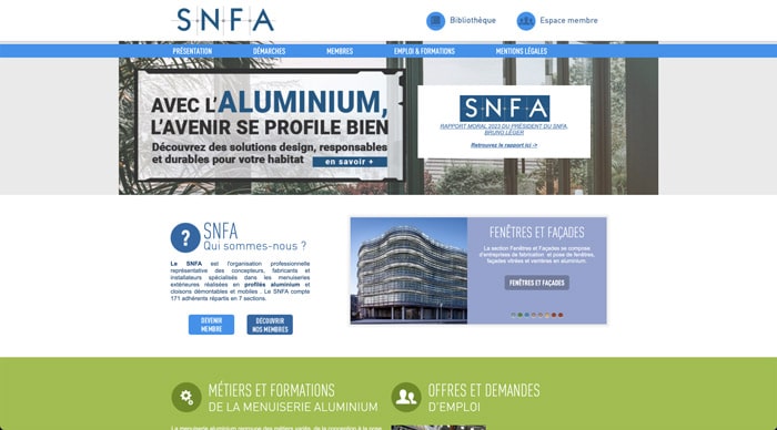 site web SNFA menuiserie extérieure