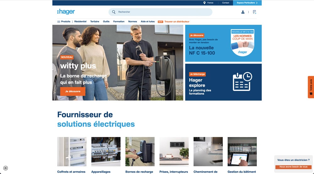 site web HAGER domotique / maison connectée