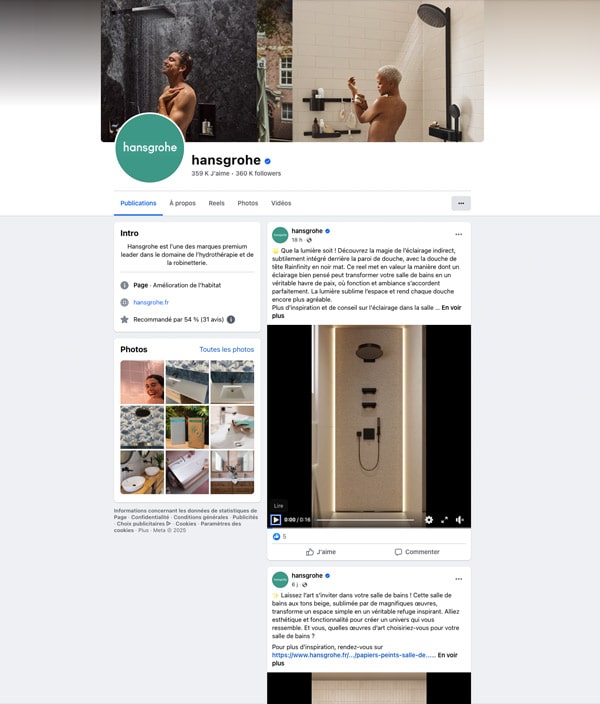 Facebook Hansgrohe salle de bain réseaux sociaux