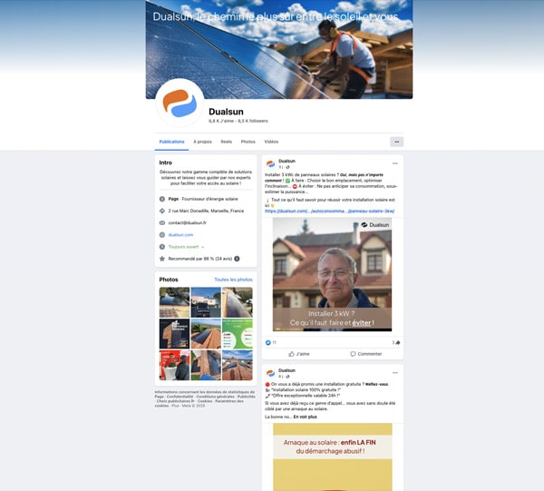 community management Facebook DUALSUN électricité