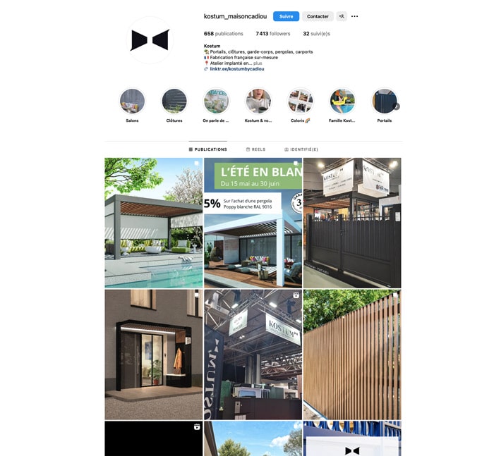 community management Instagram KOSTUM BY CADIOU fermeture
