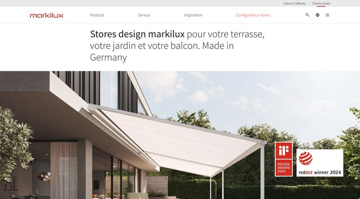 site web Markilux fermeture