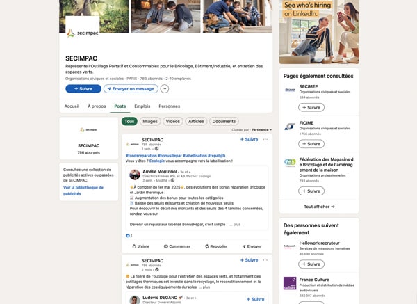 réseaux sociaux SECIMPAC outillage