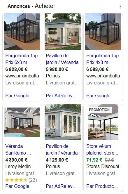 google shopping publicité habitat