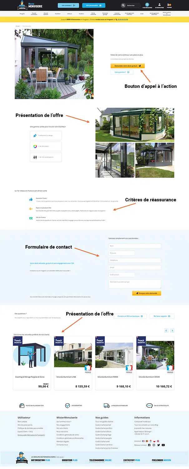 landing page véranda
