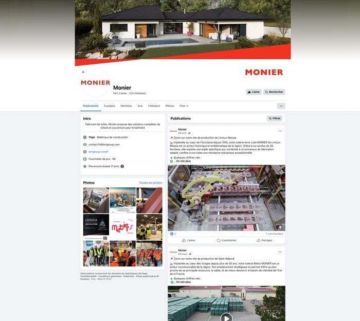 réseaux sociaux Facebook BMI Monier couverture