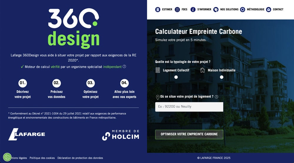 calculateur empreinte carbone Lafarge