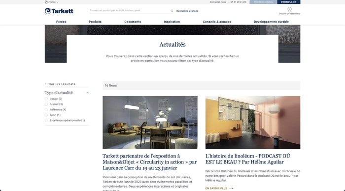 Blog actualités Tarkett revêtement de sol