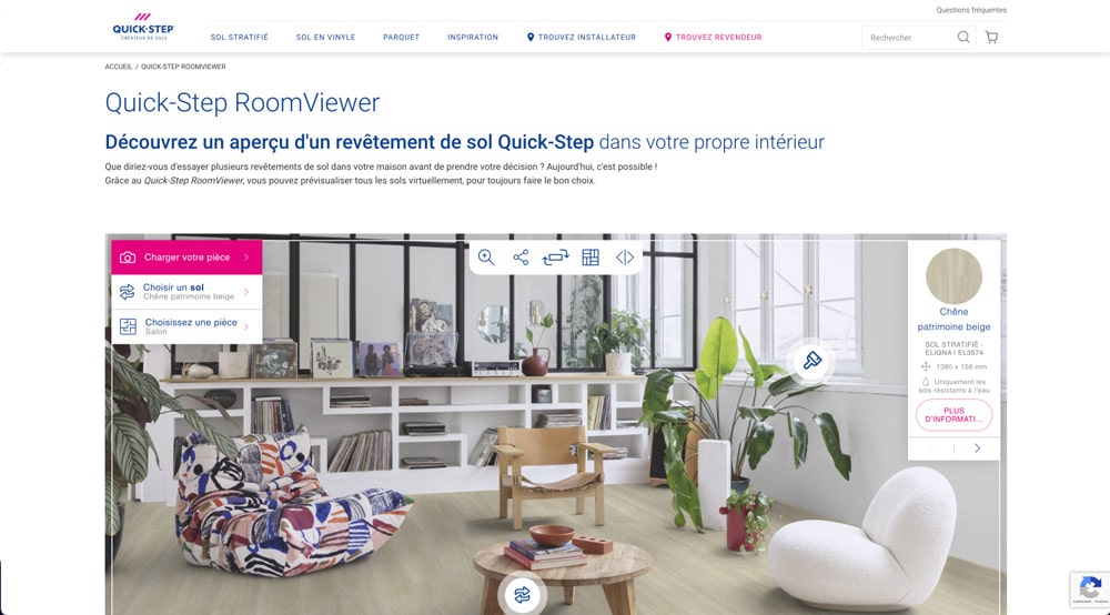 simulateur 3D Quick Step revêtement de sol