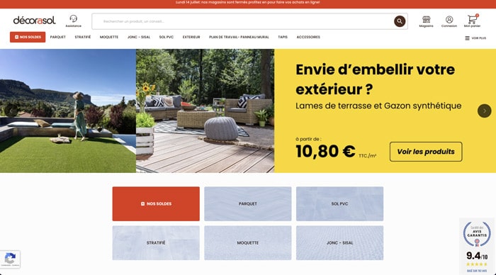 site web Décorasol revêtement de sol