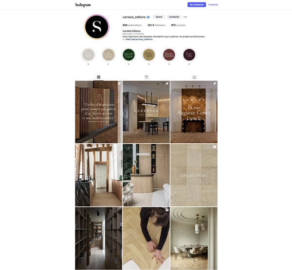 réseaux sociaux Instagram Carrésol revêtement de sol